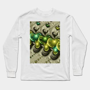 Triple Hearts Fractal Pattern Long Sleeve T-Shirt